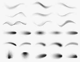 Dotted halftone wave patterns, each exhibiting distinct designs suitable for a range of creative applications vector