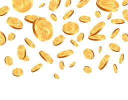 Golden coins cascade down with a sense of movement, illustrating a theme of wealth and prosperity in a striking and visually appealing manner vector