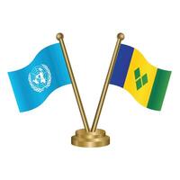 United Nations and ST. Vincent Grenadines table flags. vector