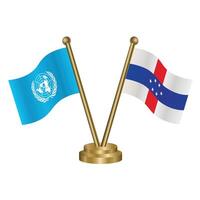 United Nations and Netherlands Antilles table flags. vector