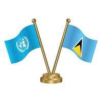 United Nations and ST. Lucia table flags. vector