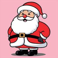 Cheerful Santa Claus in Classic Red Outfit on a Pink Background vector