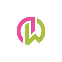 letter nw circles colorful lines happy color logo vector