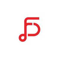 letter fd loop red geometric thin line logo vector
