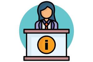 Information icon. colored outline icon style. desk information. icon related to reception. hotel elements illustration vector