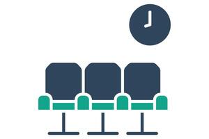 Lobby icon. solid icon style. chair with clock. icon related to reception. hotel elements illustration vector