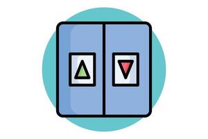 Elevator icon. colored outline icon style. up and down arrow. icon related to reception. hotel elements illustration vector