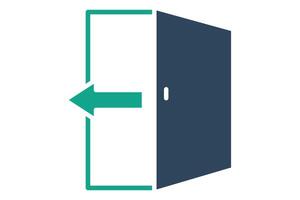 Exit icon. solid icon style. open door with arrow. icon related to reception. hotel elements illustration vector