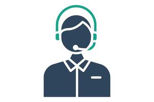Assistance icon. solid icon style. person with headphone. icon related to reception. hotel elements illustration vector