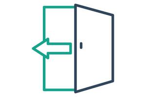 Exit icon. line icon style. open door with arrow. icon related to reception. hotel elements illustration vector