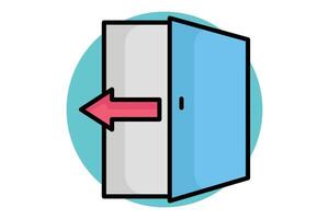 Exit icon. colored outline icon style. open door with arrow. icon related to reception. hotel elements illustration vector