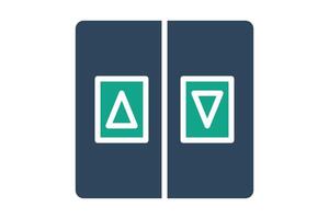 Elevator icon. solid icon style. up and down arrow. icon related to reception. hotel elements illustration vector