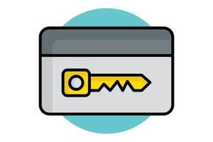 Key card icon. colored outline icon style. icon related to reception. hotel elements illustration vector
