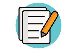 Registration icon. colored outline icon style. paper with pencil. icon related to reception. hotel elements illustration vector