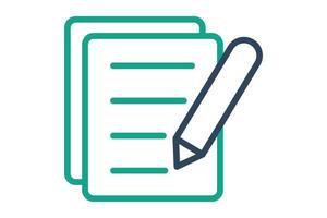 Registration icon. line icon style. paper with pencil. icon related to reception. hotel elements illustration vector