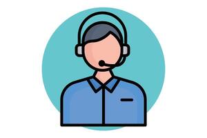Assistance icon. colored outline icon style. person with headphone. icon related to reception. hotel elements illustration vector
