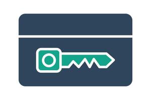 Key card icon. solid icon style. icon related to reception. hotel elements illustration vector