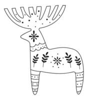 Doodle deer.Decorative Swedish element for Christmas, New Year design. Hand-drawn illustration isolated on transparent background. illustration EPS10 vector