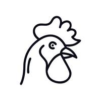 A black and white line drawing of a chicken vector