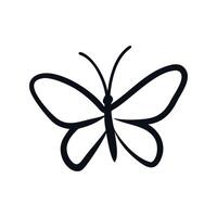 A black and white butterfly icon on a white background vector