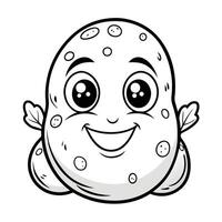 Fun Potato Coloring Page for Kids with Simple Shapes and Details vector