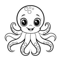 Creative Coloring Page Depicting a Monstrous Octopus for Kids to Enjoy vector