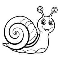 Cartoon Coloring Page Featuring a Cute and Smiling Snail vector