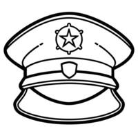 Police Hat Outline Coloring Page for Children to Learn and Play vector