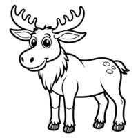 Moose Coloring Page Featuring a Realistic Moose Illustration vector