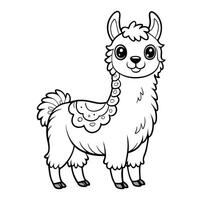 Llama Coloring Page Illustration for Creative and Fun Coloring vector