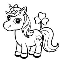 Enchanting St Patrick s Day Unicorn Coloring Page for Creative Expression vector