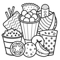 Kids Coloring Fun Isolated Snacks for Imaginative Expression vector