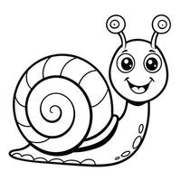 Amusing Cartoon Coloring Page Depicting a Delightful Snail Character vector