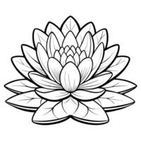 Intricate Water Lily Flower Coloring Page Designed for Adults with Serene Details vector