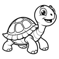 Joyful Cartoon Turtle Strolling with Vibrant Colors vector