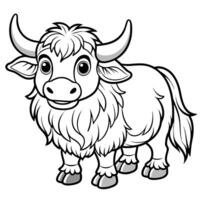 Black and White Yak Coloring Page vector