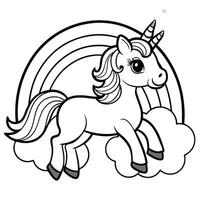 Enchanted Unicorn Frolics on a Rainbow Bridge A Coloring Adventure vector
