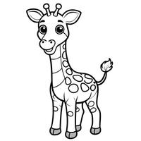 Cartoon Giraffe Coloring Page for Kids and Toddlers to Print and Color vector
