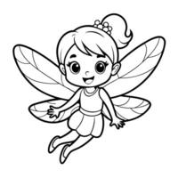 Charming Fairy with Delicate Wings Coloring Page for Children vector