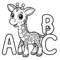 Printable Giraffe Alphabet Coloring Page for Early Learning with ABC Letter Recognition vector