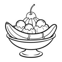 Fun and Educational Coloring Page for Banana Lovers Banana Split Sundae vector