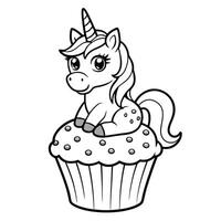 Adorable Dot to Dot Unicorn Perched Atop a Delightful Cupcake vector