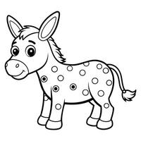 Connect the Dots and Color Adorable Donkey Activity for Kids vector