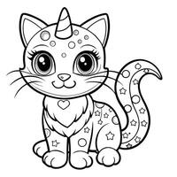 Connect the Dots to Reveal a Magical Cat and Unicorn Coloring Adventure for Kids vector