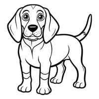 Detailed Coloring Page Featuring a Coonhound Dog in a Relaxed Pose vector