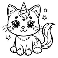 Dot to Dot Coloring Adventure with a Magical Cat and Unicorn vector