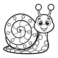 Connect the Dots Snail Coloring Page for Kids with Alphabet Letters vector
