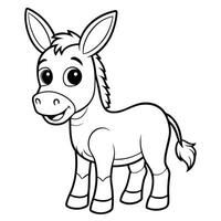 Printable Coloring Page Depicting a Playful Donkey Outline for Kids to Enjoy vector