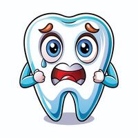 Adorable Tooth in Tears Cartoon Icon of a Crying Tooth vector