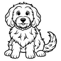 Intricate Coloring Page Featuring a Playful Goldendoodle Dog vector